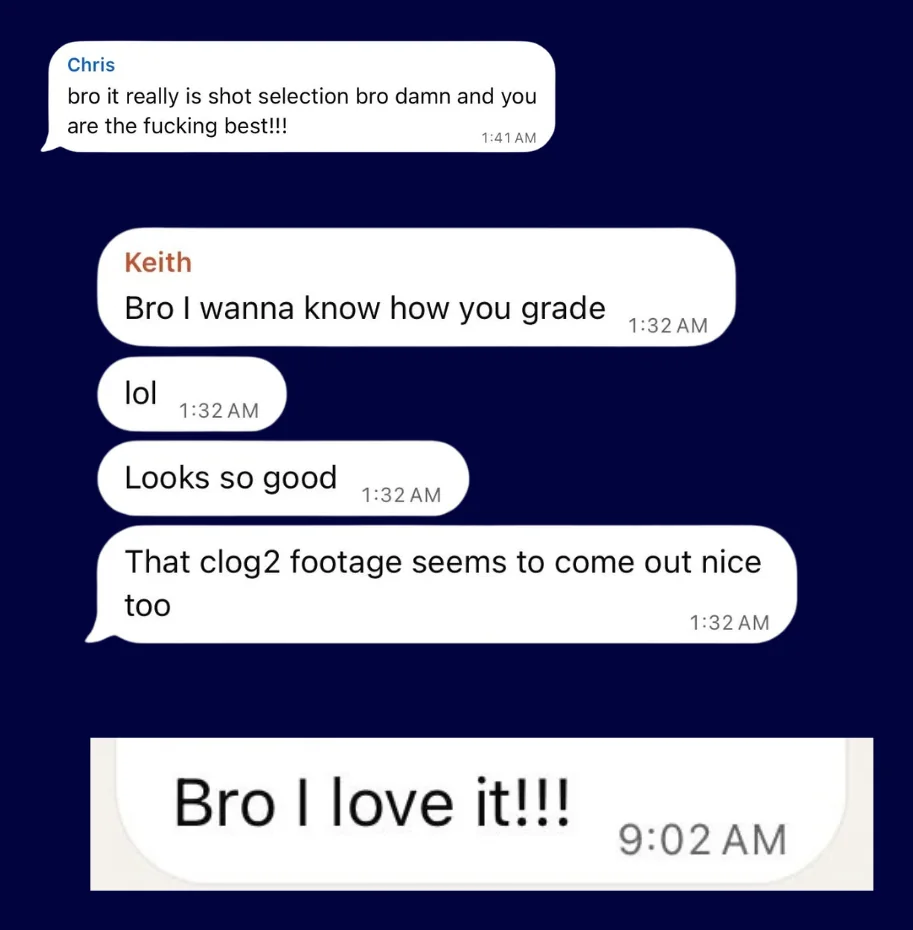 Client messages reacting to the content