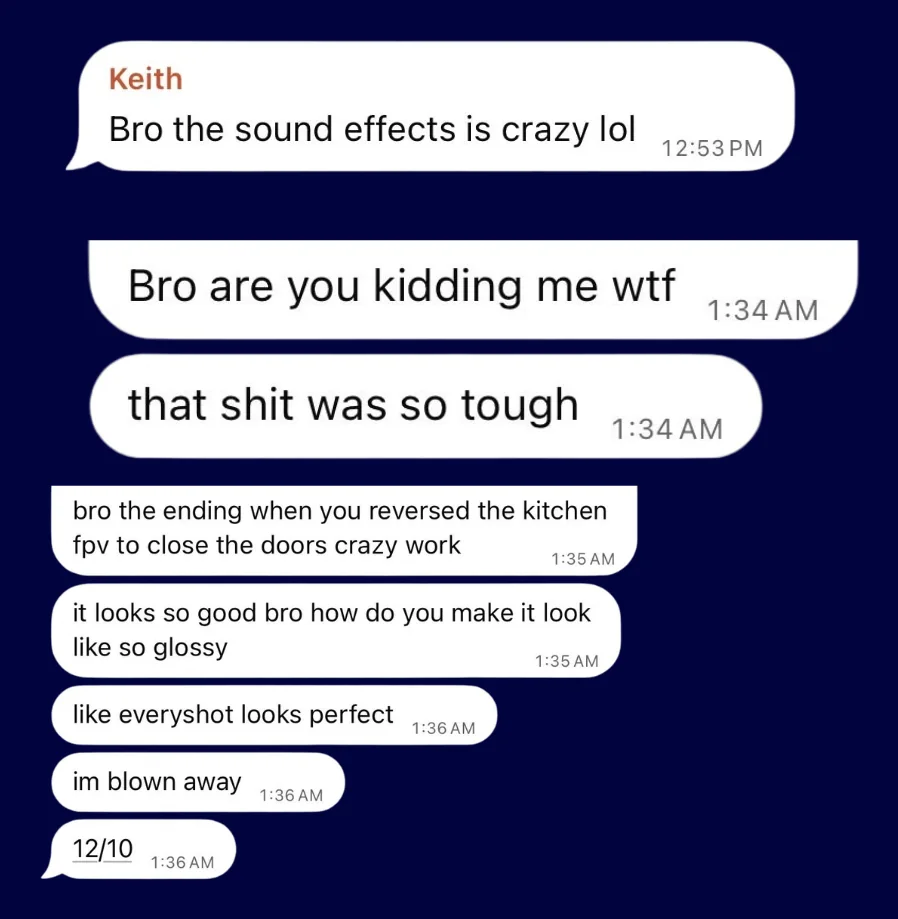 Client messages reacting to a property video
